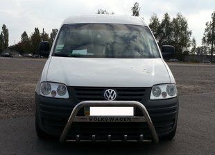 Кенгурятник передній захист Volkswagen Caddy 2004-2010+ з написом фольксваген d60 AUG0241 фото
