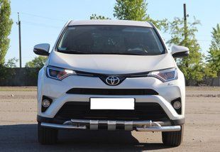 Захист переднього бампера ВУС SHARK подвійний Toyota RAV4 2016-2018 Кенгурятник дуги пороги AUG0746 фото