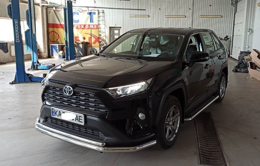 Захист переднього бампера УС подвійний D60/42 нержавіюча сталь хром Toyota RAV4 2018+(Україна-Туреччина) 0875 AUG0747 фото