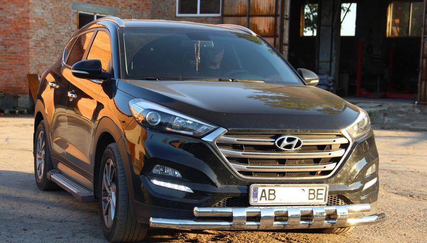 Защита переднего бампера УС SHARK двойной Hyundai Tucson 2016+ кенгурятник защита бампера дуги пороги AUG0801 фото
