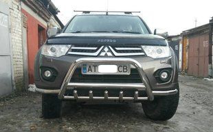 Кенгурятник з доп дугами в бампер з нержавіючої сталі для Mitsubishi Pajero Sport 2008-2015+ 0546 AUG0461 фото