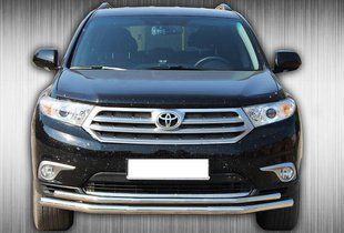 Кенгурятник УС подвійний d60/42 захист передній впродовж бампера Toyota Highlander 2007-2013 0777 AUG0662 фото