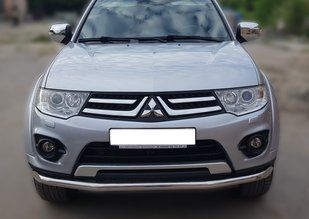 Захист переднього бампера ВУС одинарний Mitsubishi Pajero Sport 2008-2015 Кенгурятник захист бампера дуги пороги AUG0464 фото