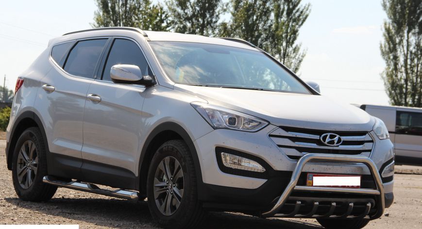 Кенгурятник для Hyundai Santa Fe 2013-2018 захист бампера дуги пороги AUG0785 фото
