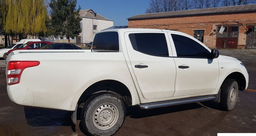 Пороги боковые подножки площадки с листом D42 хром&nbsp;нержавейка&nbsp;на Mitsubishi L 200 1996-2015+(Украина) 0501 AUG0423 фото