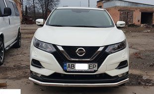 Захист переднього бампера ВУС одинарний Nissan Qashqai 17+ 06-13 14-17 кенгурятник дуги пороги AUG0374 фото