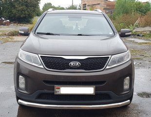 Кенгурятник УС передний одинарный Kia Sorento 2009-2015 хром из нержавеющей стали AUG0174 фото