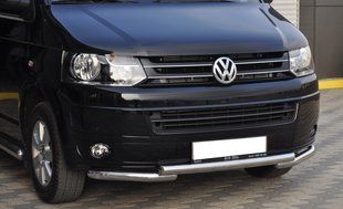 Кенгурятник защита бампера УС двойной Volkswagen T5 2009-2015 из нержавеющей стали AUG0126 фото