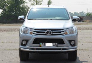 Захист переднього бампера ВУС подвійний Toyota Hilux 2015+ Кенгурятник дуги пороги AUG0686 фото