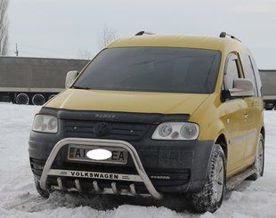 Кенгурятник передній захист для Volkswagen Caddy 2004-2010 d60 нержавіюча сталь з написом фольксваген AUG0239 фото