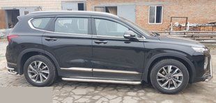 Бічна захист пороги майданчик Hyundai Santa Fee 2018+ кенгурятник захист бампера дуги пороги AUG0790 фото