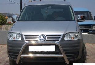 Передній захист кенгурятник для Volkswagen Caddy 2004-2010 d60 без гриля з трубою нержавіюча сталь AUG0240 фото